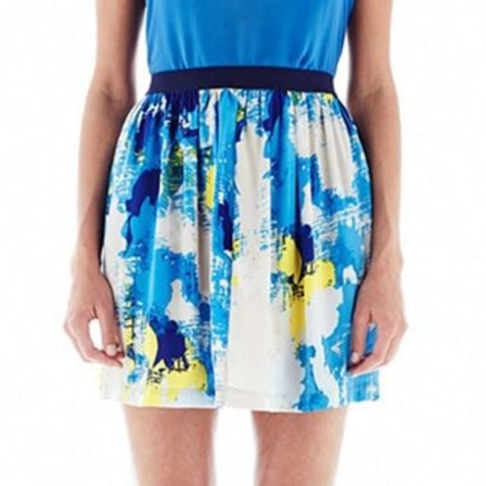 Joe Fresh Floral Pull-On Flare Slinky Skirt New